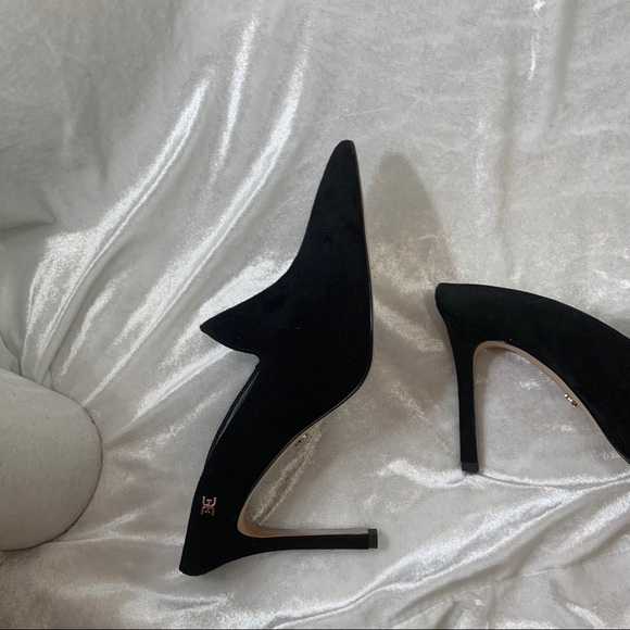 Sam Edelman black suede high heeled mules size 8 - Picture 5 of 11